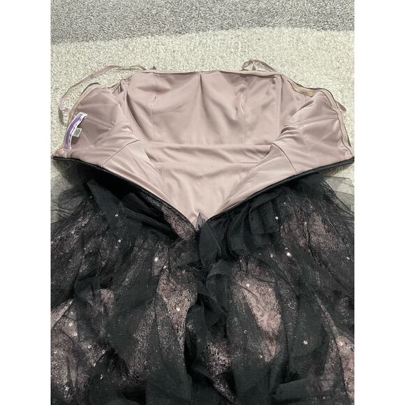 Y2K Hailey Logan Adrianna Papell XS Tulle Strapless Homecoming Dress Pink Black - Picture 8 of 11